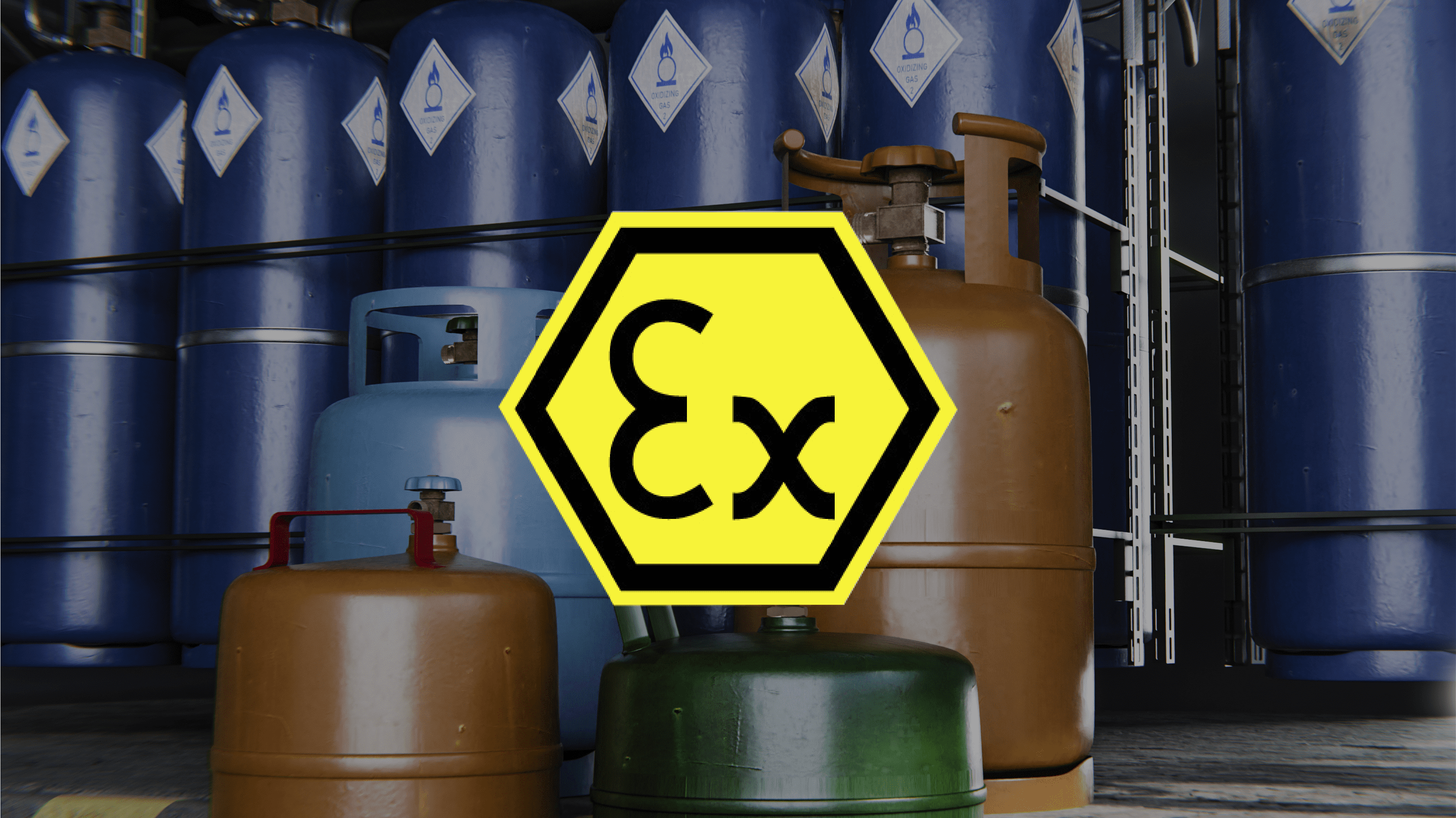 Bonbonnes de gaz avec le logo des vêtements de travail ATEX
